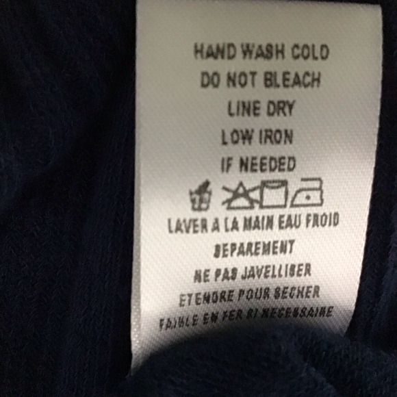 White Willow Women’s Navy Ribbed Long Sleeve Cropped Top Drawstring Hem Sz M - Picture 6 of 13